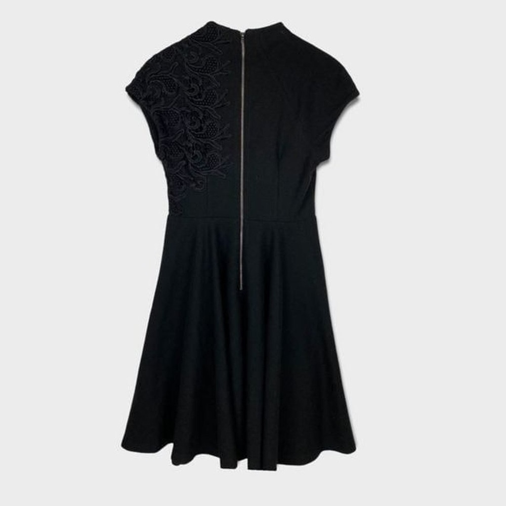 Anthropologie- Plenty by Tracy Reese Black Lace Applique Fit and Flare Dress 0 - Picture 2 of 4